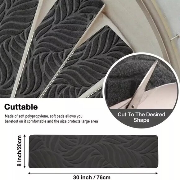 Non-Slip Self Adhesive Carpet Stair Treads 16 Piece Set 8"x 30" Black - Picture 2 of 9